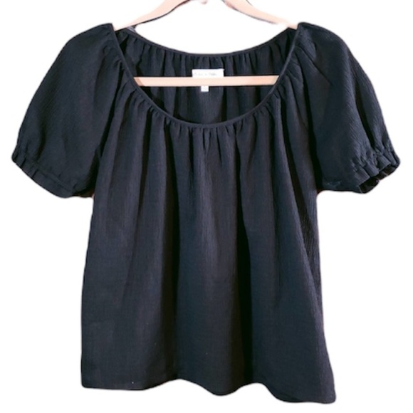 NEW Madewell Texture & Thread Short Sleeve Black Crop Peasant Top Size XS NWT - Picture 8 of 8